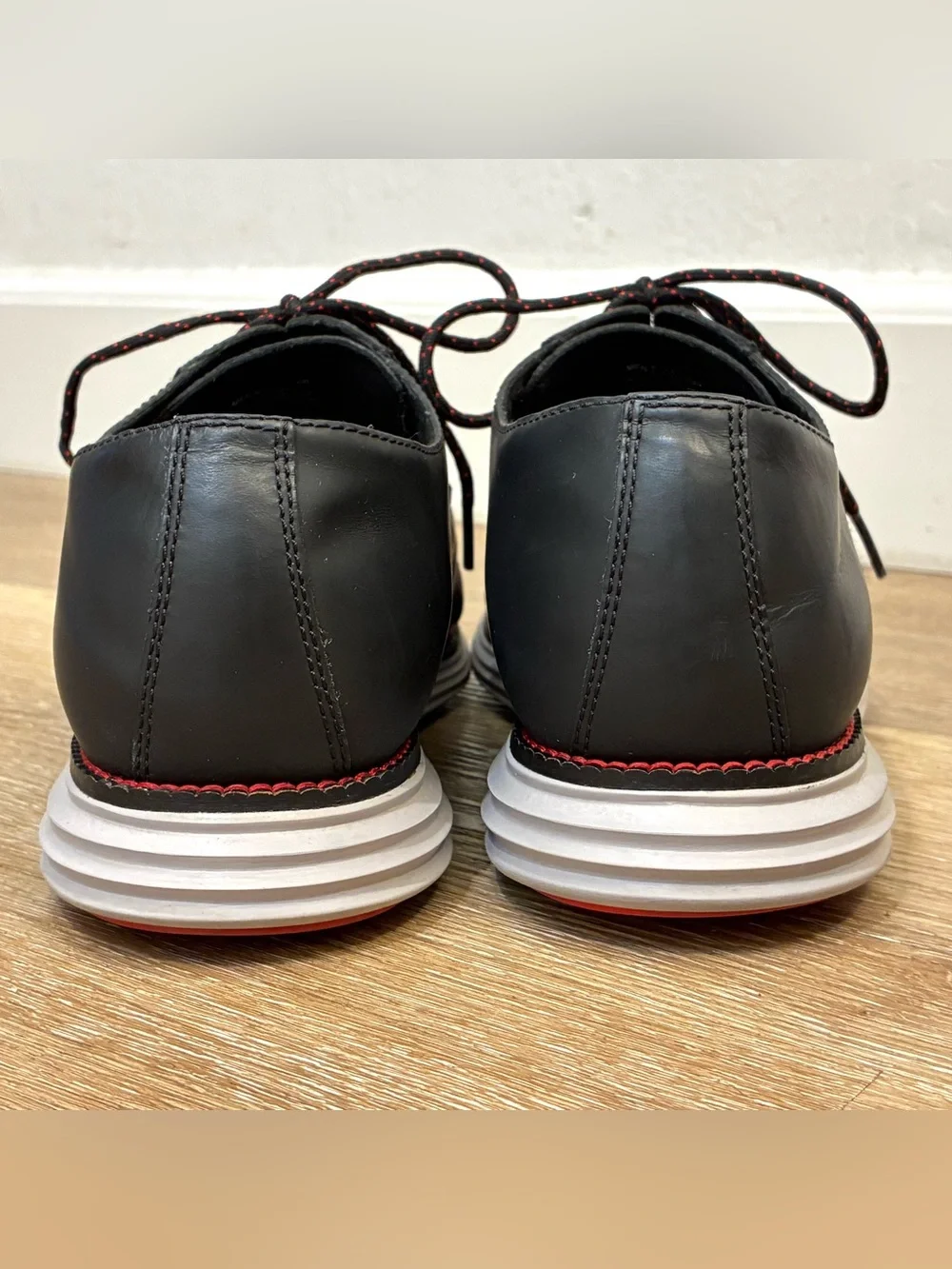 Cole Haan Original Grand Plain Toe Derby Shoes Black Matte Leather Men’s 8 W